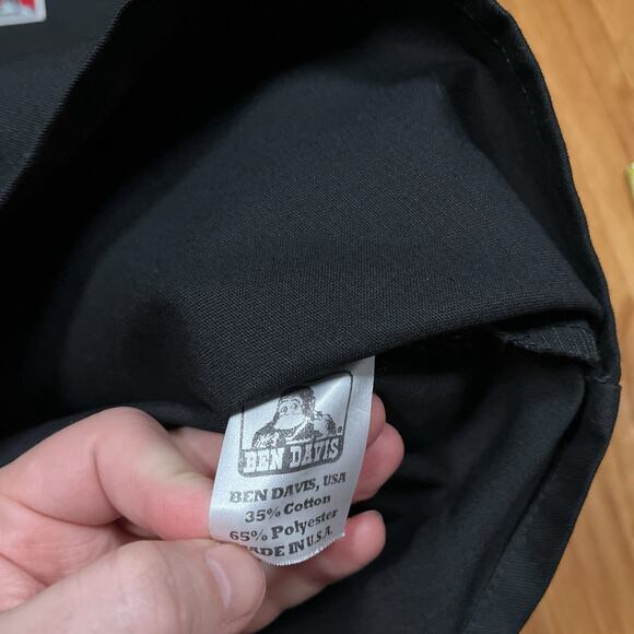 Ben Davis Work Shirt Black Cotton Blend Half Zipper Short Sleeves Pockets USA XL - Picture 7 of 7